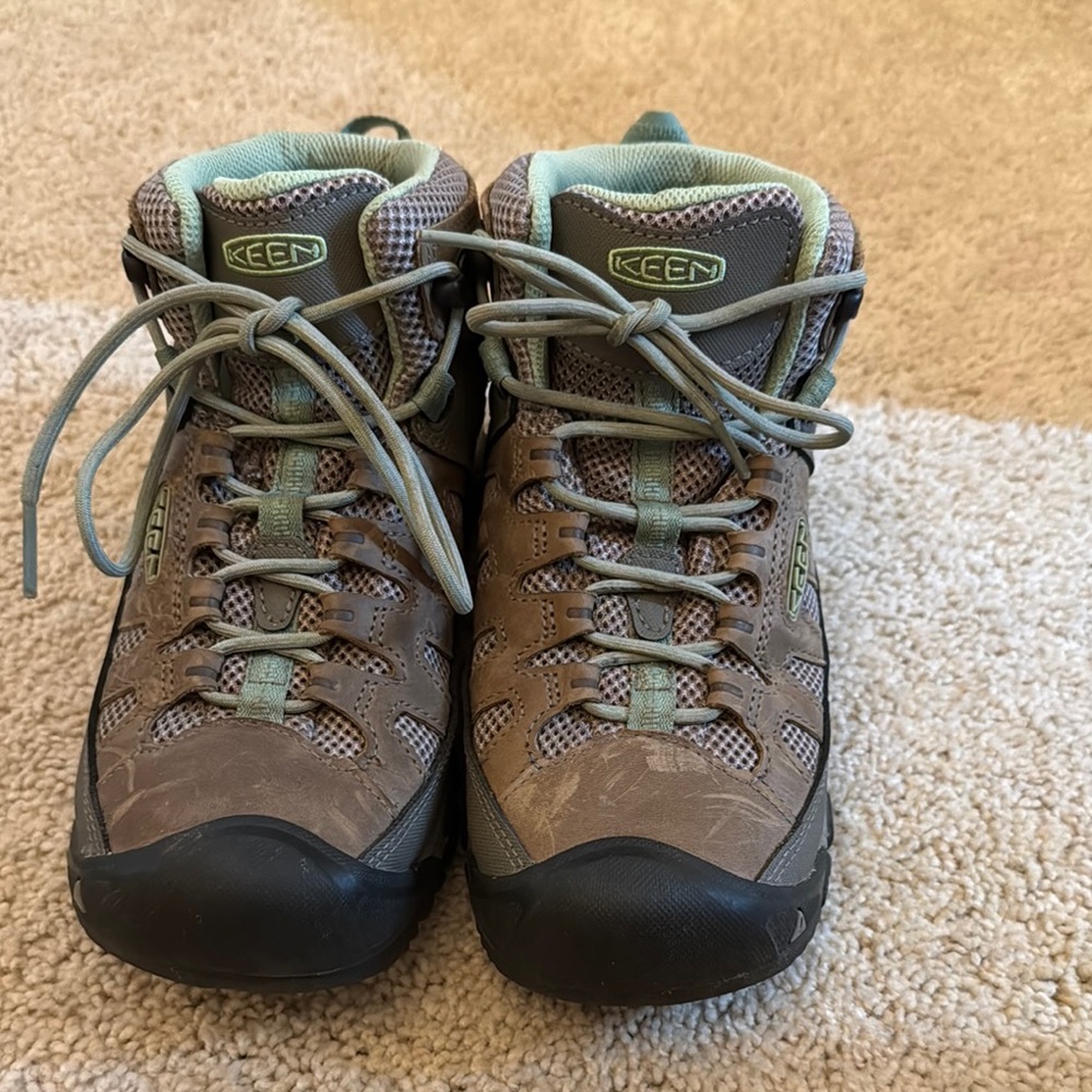 Keen Brown and Green Hiking Boots